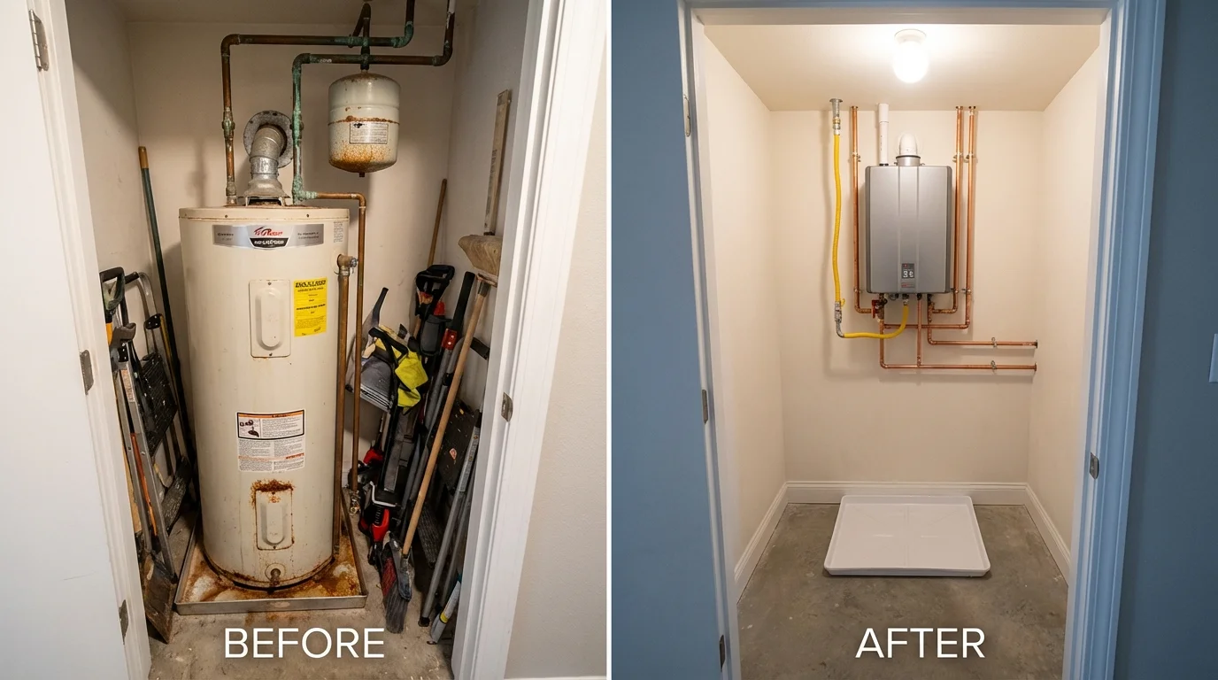 Tank water heater versus wall-mounted tankless unit comparison for Toledo, IL homeowners